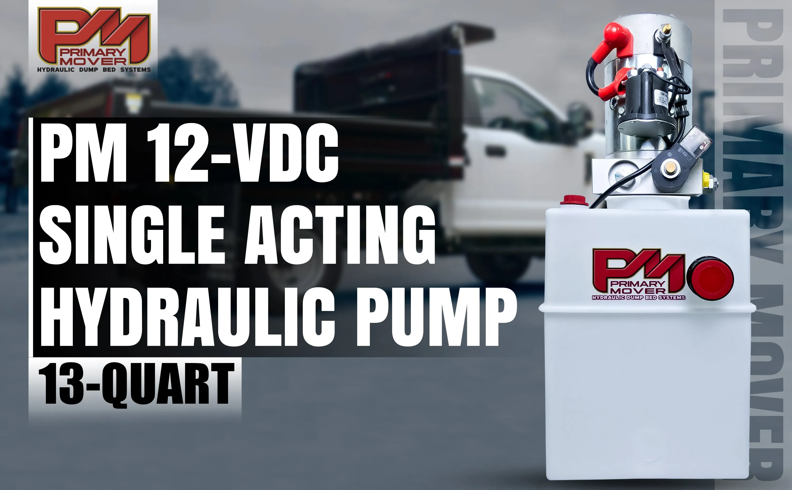 Primary Mover 12V Single-Acting Hydraulic Pump - Poly Reservoir